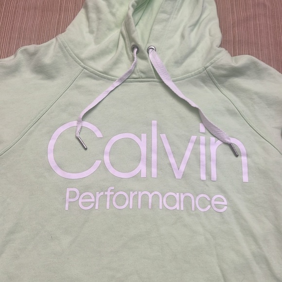 Calvin Klien sleeveless green neon stylish top actice performance top hood large - Picture 3 of 13